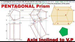 Projection OF SOLIDS Pentagonal PRISM | Axis inclined to VP @rajagopalthangavelsforum