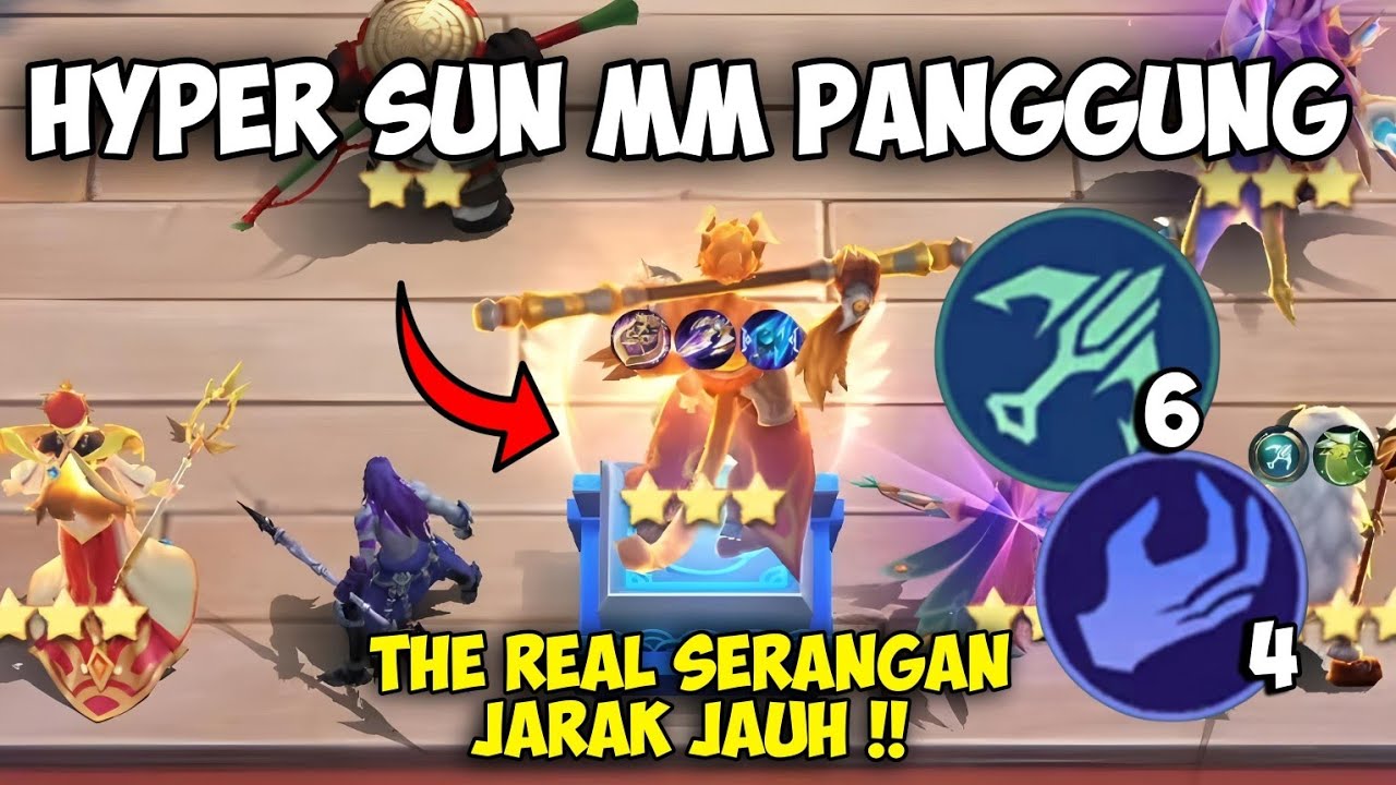 UNLIMITED MONYET PANGGUNG?? HYPER SUN 6 MARSKMAN 4 SUMMONER COMBO MAGIC CHESS MOBILE LEGENDS 2024