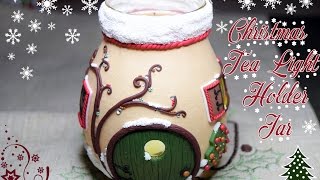 Christmas Tea Light Holder Jar Tutorial-Big Collaboration Video-Polymer Clay