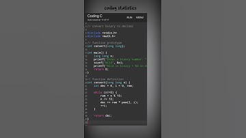 program to calculate binary to decimal equivalent | c practice programs @codingstatics3982