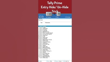 Tally Prime Entry Hide Unhide Trick #tally