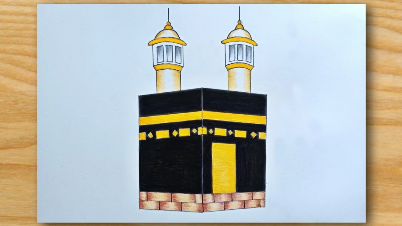 How To Draw Kaaba 🕋 Easy Khana-e-Kaaba Drawing | Kaabah Shareef Drawing step-by-step.