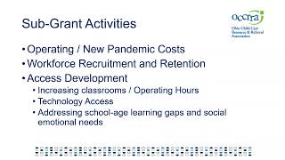 OCCRRA Child Care Stabilization Grants 2-2-22