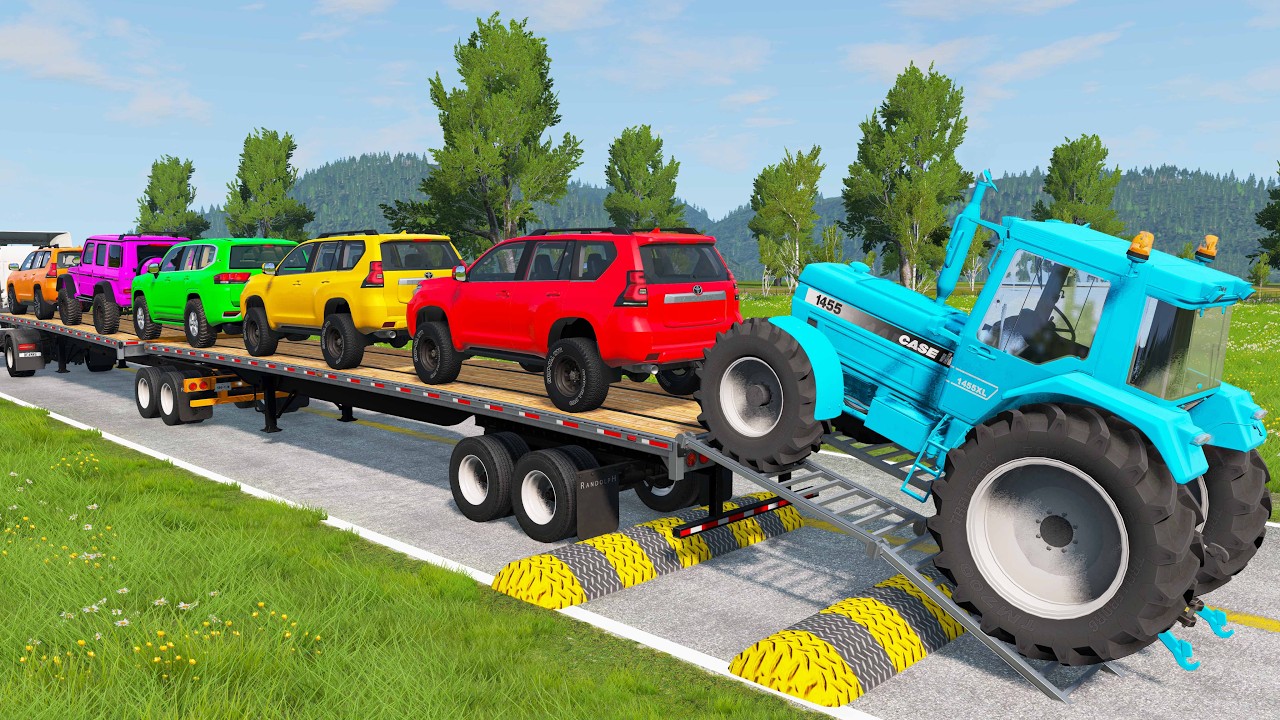 Flatbed Truck Mcqueen | Transportation with Truck - Pothole vs Car #21 - BeamNG.Drive