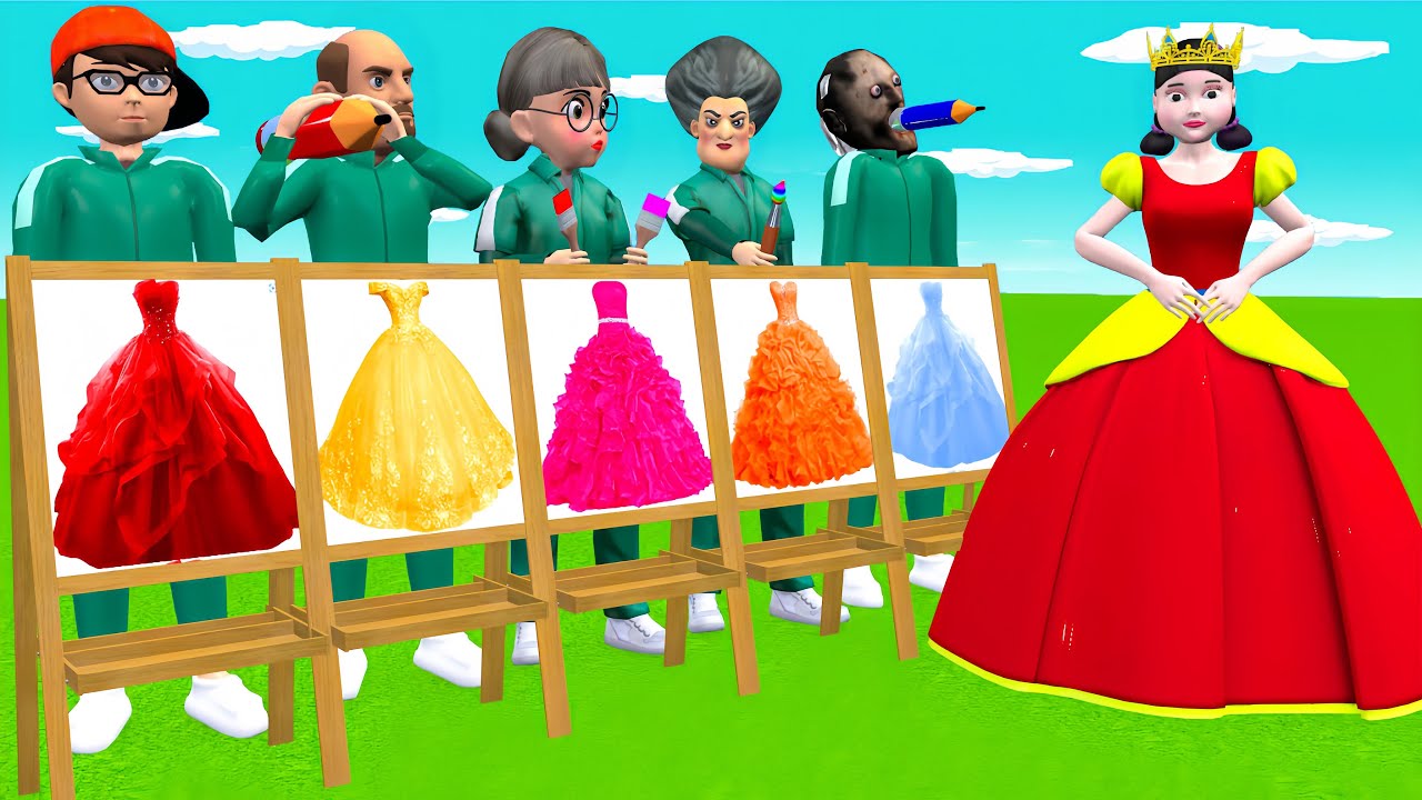 Scary Teacher 3D vs Squid Game Choose Beautiful Princess Dress vs Dressing Room 5 Times Challenger