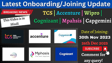 Latest Joining and Onboarding Update | TCS , Wipro, Mphasis, Capgemini, Cognizant and Accenture ✔️🔥