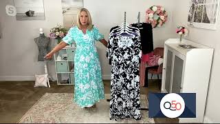 Susan Graver Passport Printed Woven Elbow Sleeve Maxi Dress on QVC