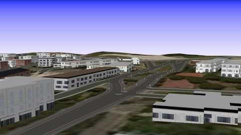 Quadrimix - flight animation test through a city environment