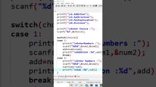Calculator 📟📝 in c using switch case #shorts #coding