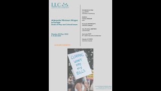 LLC SEMINAR 30.5.2022. Adequate Minimum Wages in Europe. State of Play and Critical Issues