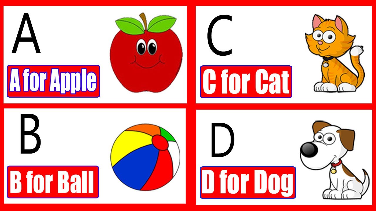 Learn A For Apple B For Ball C For Cat Phonics Song With Words For Children Youtube