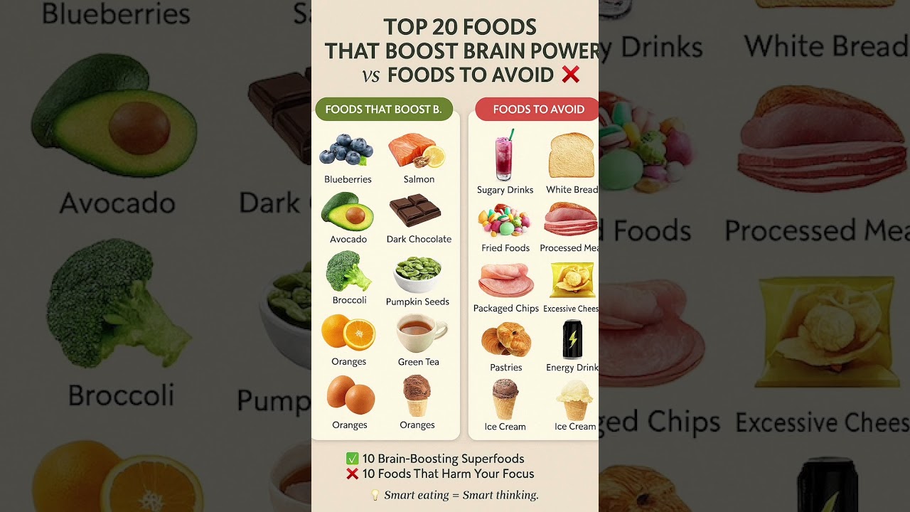 Top 10 Brain-Boosting Foods 🧠 | Eat Smart, Think Sharper! 