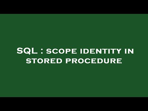SQL : scope