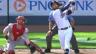 CIN@MIL: Lucroy stays hot with a two-run shot