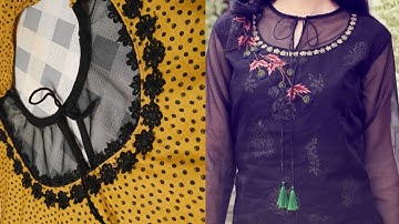 Neck Design 2022 | Using Net Fabric for cotton kurti neck design