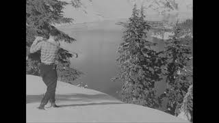 Ski Golfers Tee Off From Crater Lake, Organ 1937