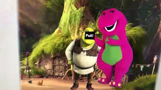 Barney pulls on Shrek’s nose and gets grounded