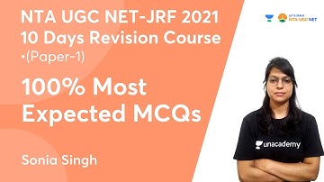 100% Most Expected MCQs | Paper-1| NTA UGC NET-JRF 2021 | Sonia Singh