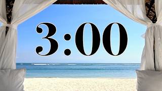 3 Minute Beach Timer | Breezy Gazebo, Sand, Waves, Ocean Sounds & Ukulele Music for Focus & Study