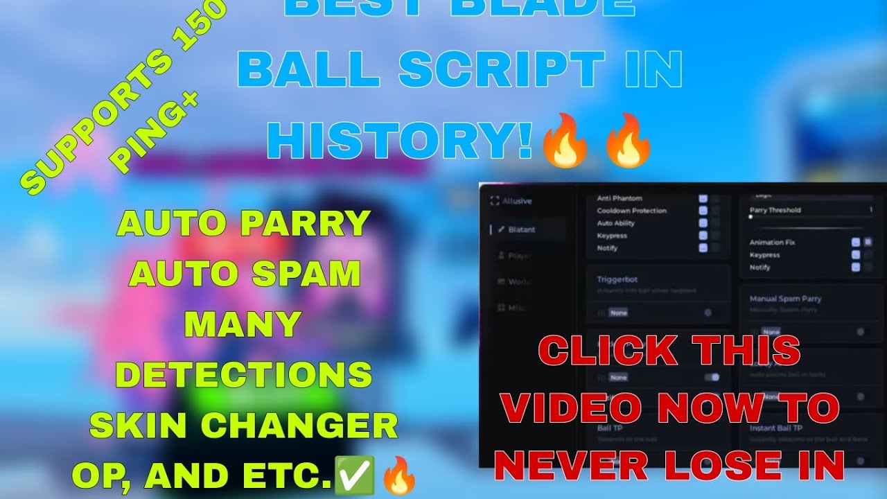 BEST BLADE BALL SCRIPT IN HISTORY🔥|| ALLUSIVE || AUTO PARRY SKIN ...
