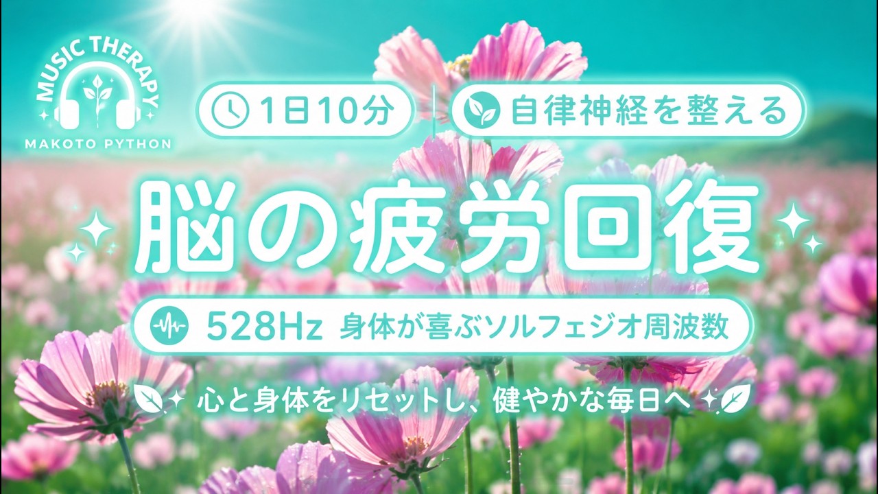 【528Hz・脳疲労回復】ソルフェジオ周波数を用いた自律神経を整える音楽。睡眠導入、ストレス緩和、疲労回復　＃脳の疲れを取る音楽＃自律神経を整える音楽　＃ソルフェジオ周波数