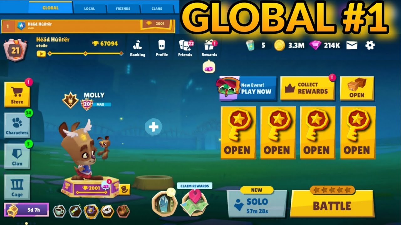 Zooba Global #1 Molly 2000+ Trophies Level 20 Max New Character Full Gameplay