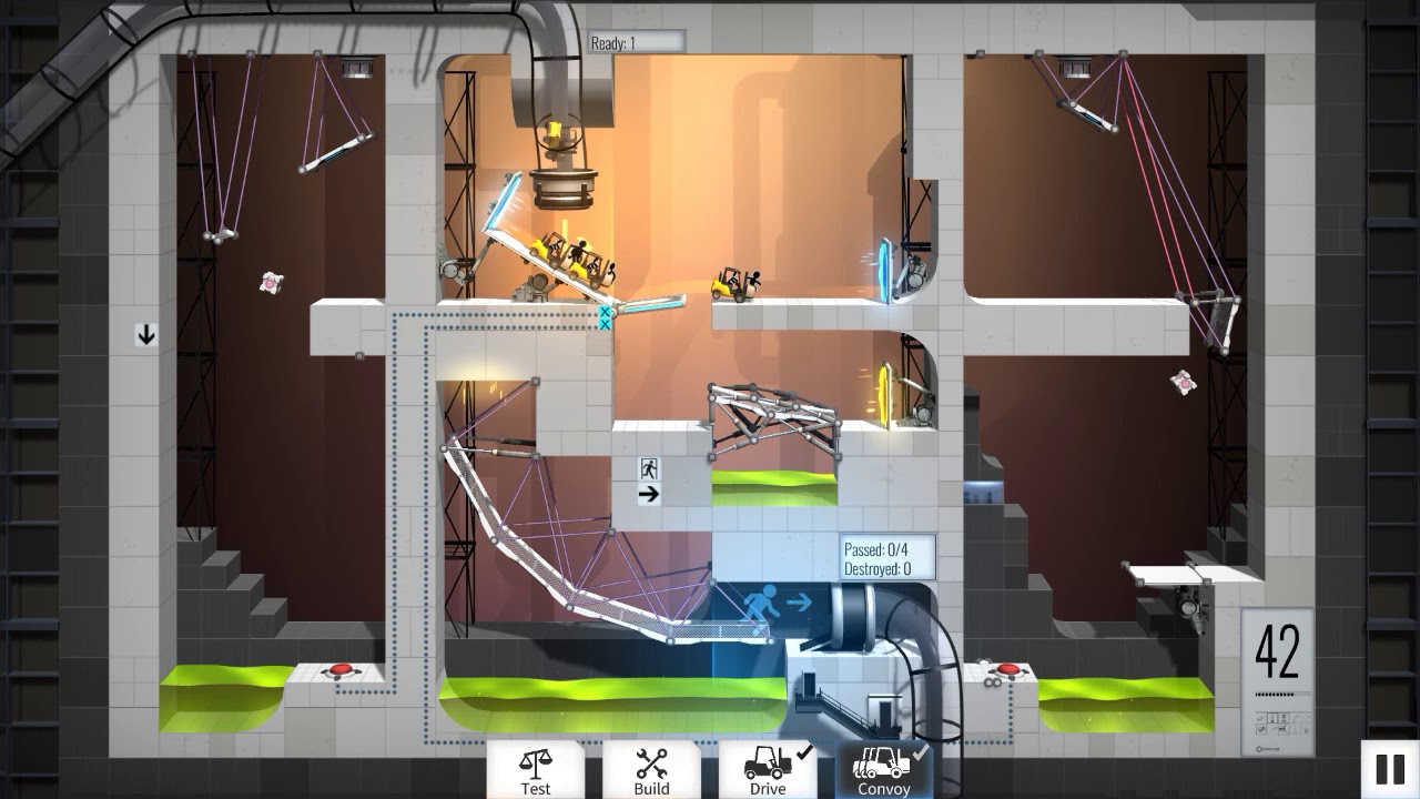 Bridge Constructor Portal level 42 low budget solution - YouTube