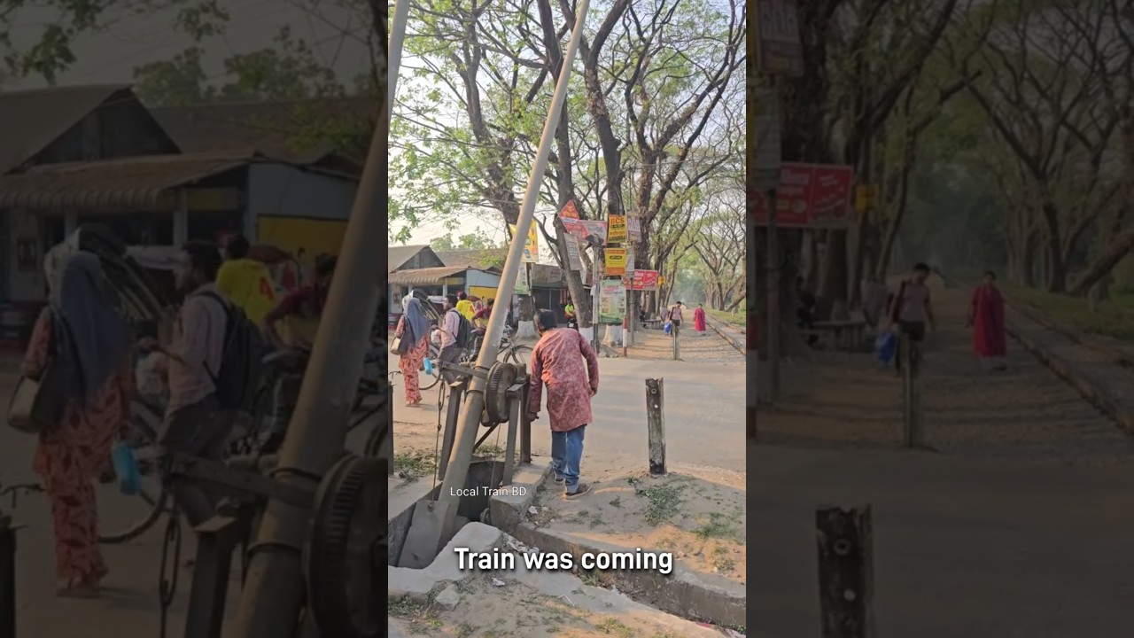 Manual railway crossing gate. 
