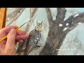Acrylic Painting Tutorial: Owl in a Snowstorm 6 #acryliclandscapepainting  #paintingtutorial