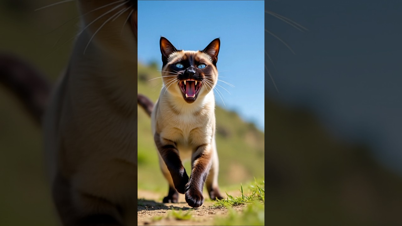 Злой сиамский кот мяукает 😾🔊 | Страшный кошачий звук, чтобы напугать кошек, котят и собак 🐶🐱