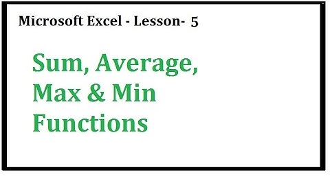 Excel   Sum, Average, Max & Min Functions in Excel  Hindi   Urdu  Lesson 5