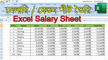 Salary Sheet in MS Excel Bangla Tutorial | How to Make Salary Sheet in Excel | Learn Unlimited