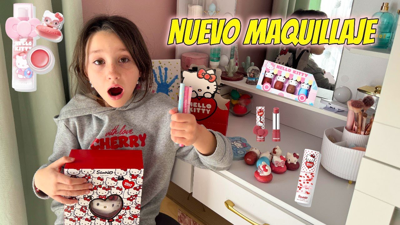 ENSEÑO MI MAQUILLAJE DE HELLO KITTY Y LO REPARTO CON DANIELA MARTINA DIVERTIGUAY