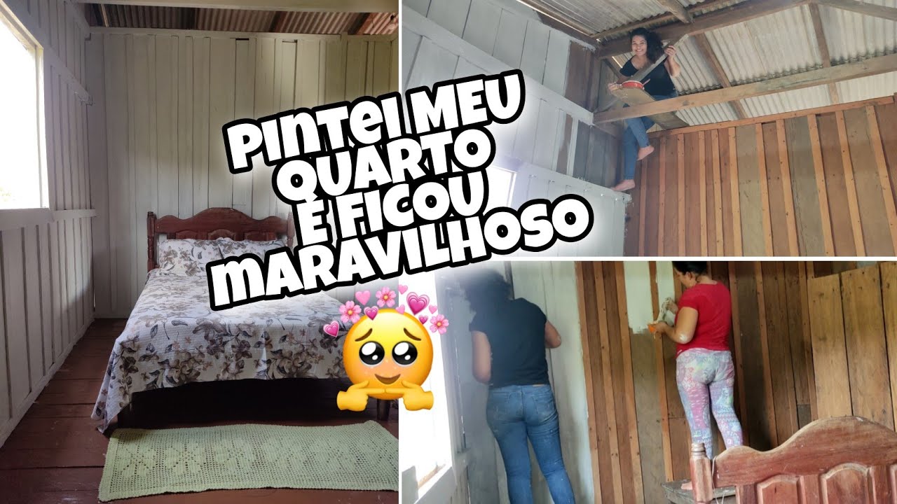 TRANSFORMANDO MINHA CASA DE MADEIRA 😍 PINTEI MEU QUARTO ❤️ resultado incrível 🫰