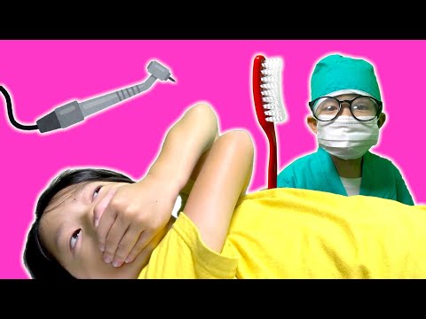 歯医者さんごっこ お兄ちゃんが虫歯になっちゃった💦巨大ハブラシで歯磨きゴシゴシ
