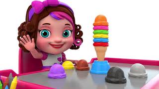 Learn Colors With 3D Ice Cream For Children - Pinky And Panda Toys Tv