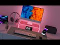 Aothia Clear Acrylic Monitor Stand Riser - App-Controlled LED Light Strip Laptop Stand with Storage