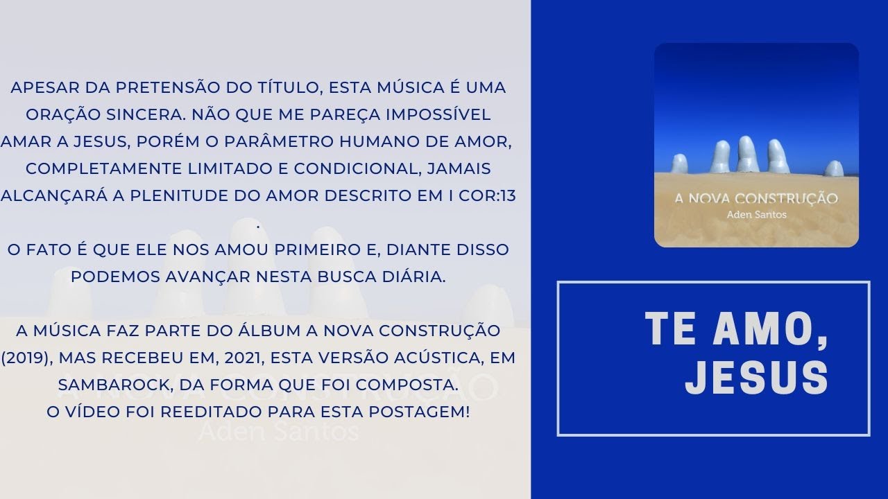 TE AMO JESUS (AUTORAL) ADEN SANTOS FEAT DANIEL "LANCHINHO" YouTube