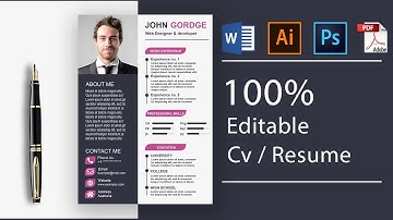 CV/Resume template Design tutorial with Adobe Photoshop free PSD+Ai+Doc+PDF