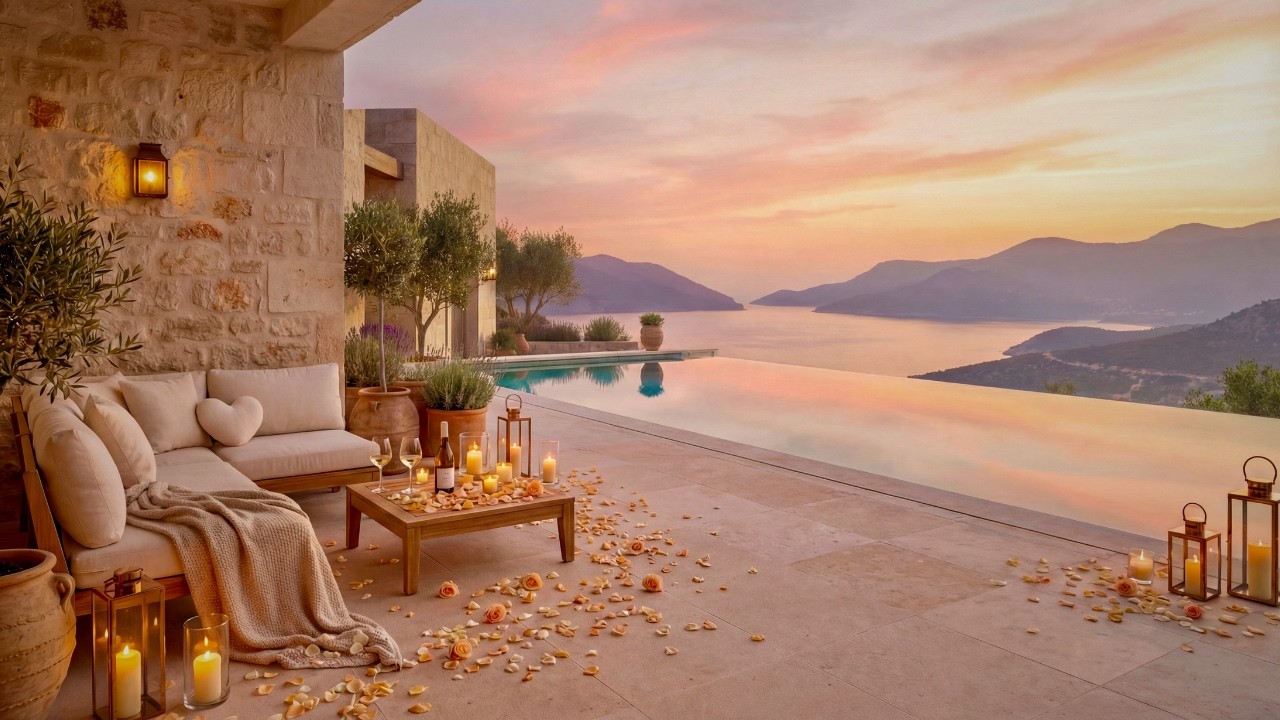 💖 Romantic Sunset by the Pool – Relaxing Mediterranean Chillout