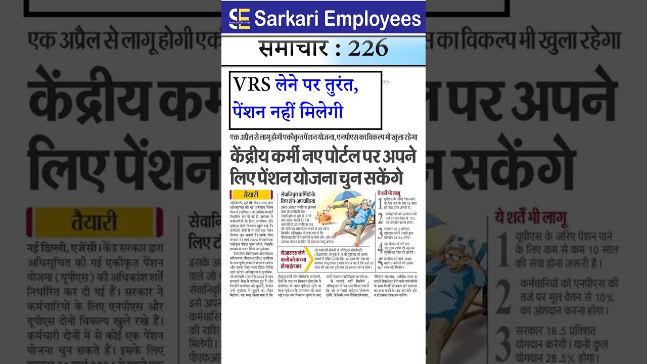 Sarkari Employee News 226 - Pension 
