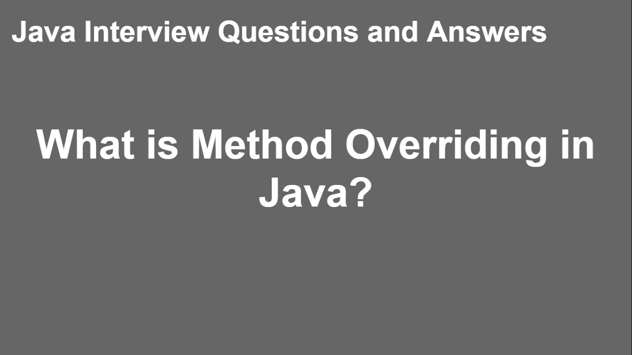 Method Overriding In Java - YouTube