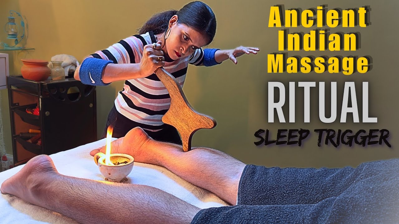 Fire Oil Leg Treatment For Pain & Relaxation = Heat Healing and Happy Legs | ASMR Sleep Trigger