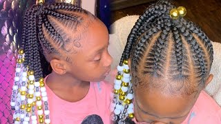 STITCH FEEDIN PONYTAIL WITH BEADS KIDS BRAID STYLES
