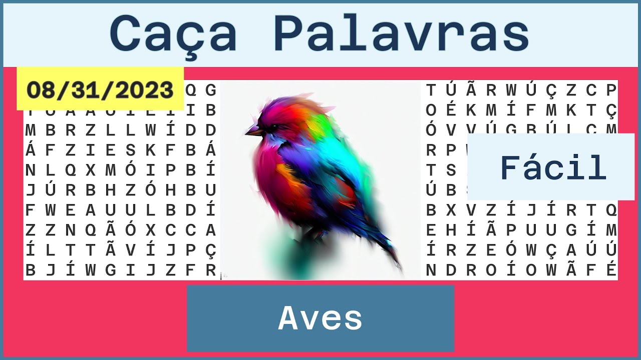Racha Cuca - Caça Palavras de Aves -  palavras/aves-facil/ #RachaCuca