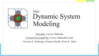 Dynamic System Modeling - Sustainable Computing & Optimization Training Resources