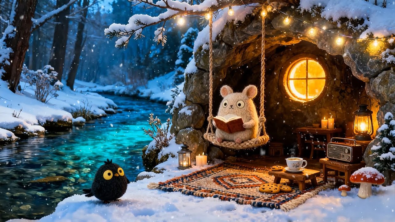 Relaxing Winter Ambience - Chill Lofi Jazz Music with Snowy View for Deep Focus & Study