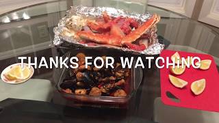 King crab legs, lobster claws and seafood boil (scallop,shrimp and mussels)