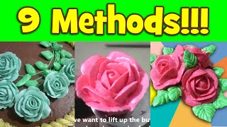 How To Pipe Buttercream Roses 9 METHODS buttercream flowers cake decorating