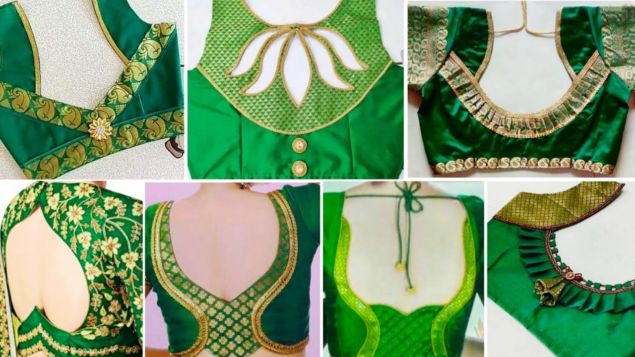 90+ Green Blouse Back Neck Designs🤩Green Blouse Back Side Ideas ...